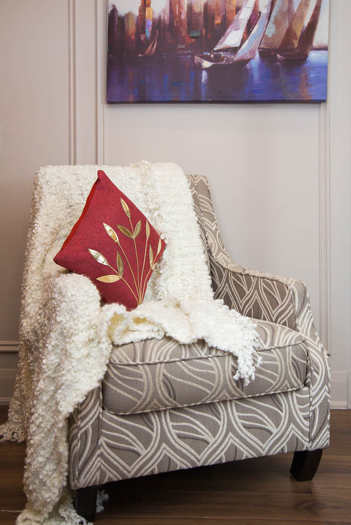 Maroon Golden Leaf Pillow