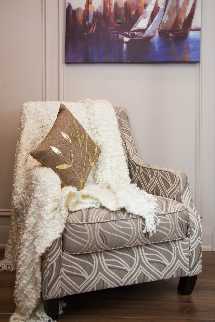 Rustic Brown Golden Leaf Pillow