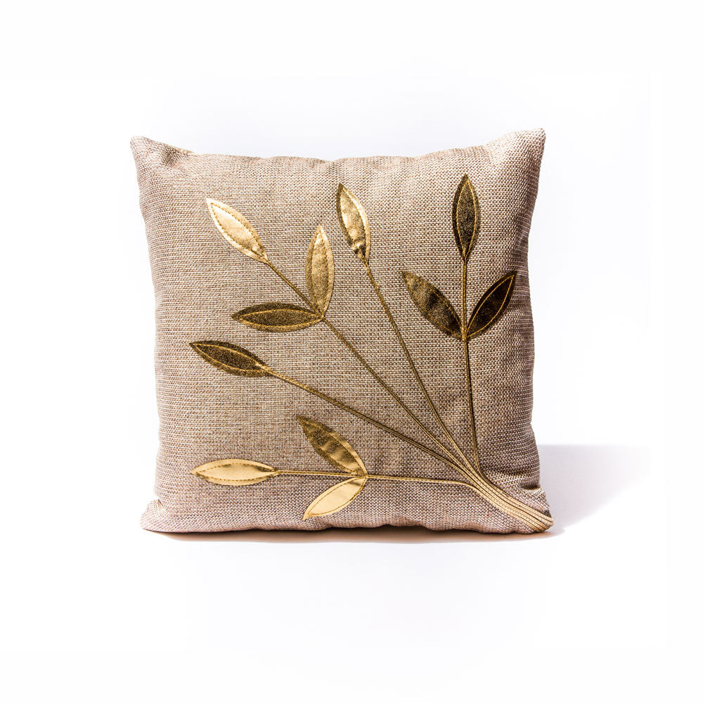 Beige Golden Leaf Pillow